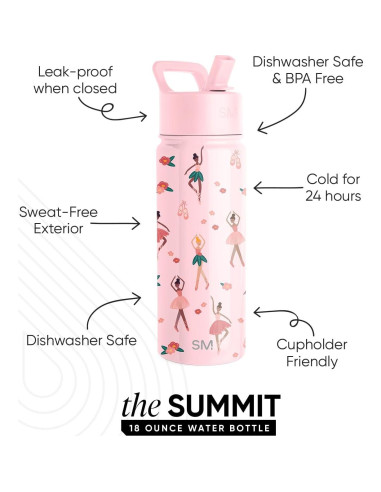 Botella de Agua Simple Modern 532ml Aislada Niños Rosa