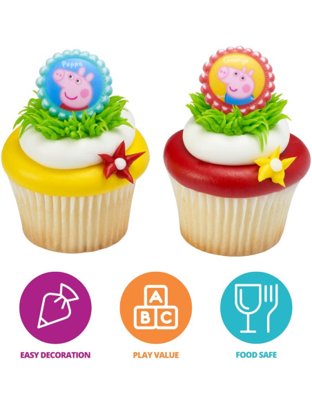 Anillos para Cupcakes Peppa Pig DecoPac - 24 Piezas