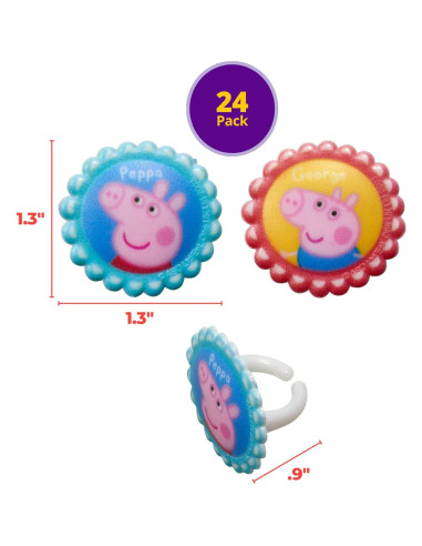 Anillos para Cupcakes Peppa Pig DecoPac - 24 Piezas