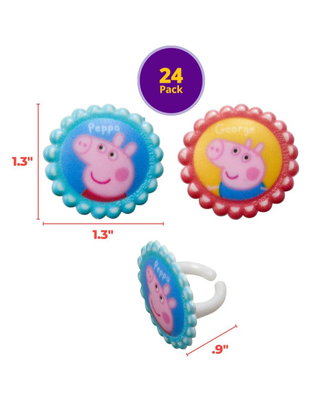 Anillos para Cupcakes Peppa Pig DecoPac - 24 Piezas