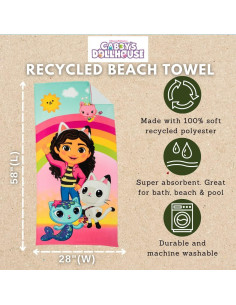 Toalla de Playa Gabby's Dollhouse Franco 100% Reciclada 147x71 cm 2