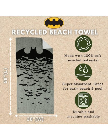 Toalla de Playa Franco Batman 147x71 cm 100% Reciclada