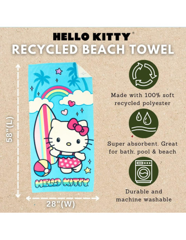 Toalla de Playa Franco Hello Kitty 100% Reciclada 147x71 cm