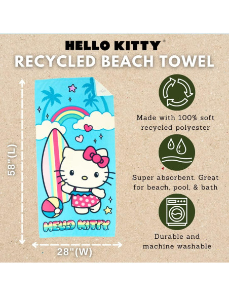 Toalla de Playa Franco Hello Kitty 100% Reciclada 147x71 cm