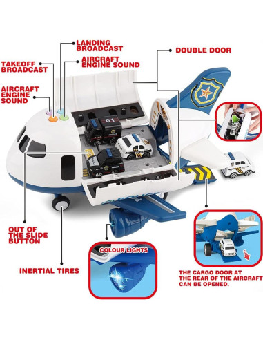 Dwi Dowellin Juguete 5 en 1 Avión y Coches Policía