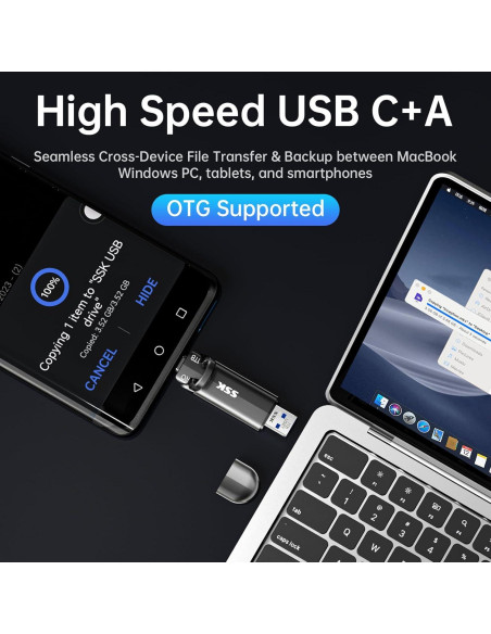 SSD Externo SSK 1TB USB 3.2 Tipo-C/A 1000MB/s Portátil