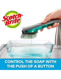 Cepillo de Fregado Antibacterial Scotch-Brite con Dispensador de Jabón - Paquete de 3 2