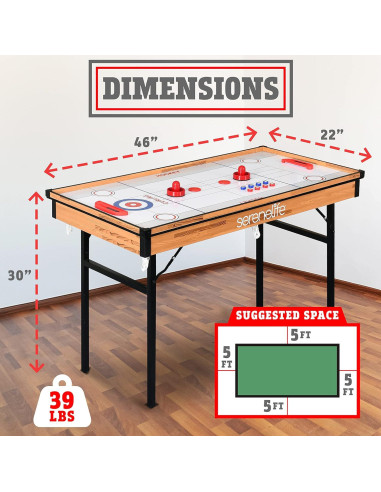 SereneLife Mesa 4 en 1 Plegable con Accesorios para Juegos