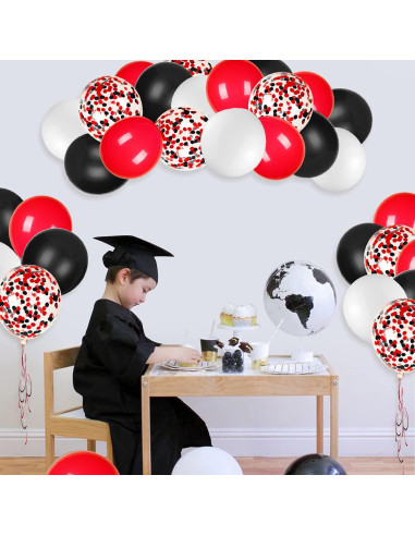 Globos de Láttex JOYYPOP 80Pcs Rojos, Blancos y Negros