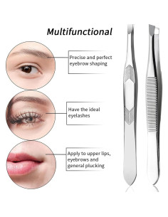 Pinzas de Acero Inoxidable Tiankohelan para Vello Facial - 2 Pcs 2