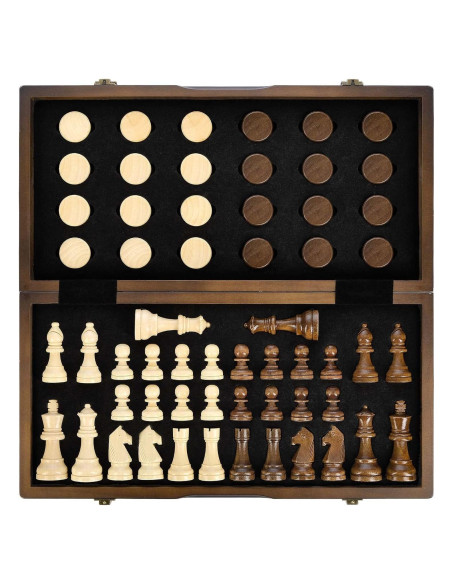 Juego de Ajedrez y Damas Magnético AMEROUS 38 cm 2 en 1