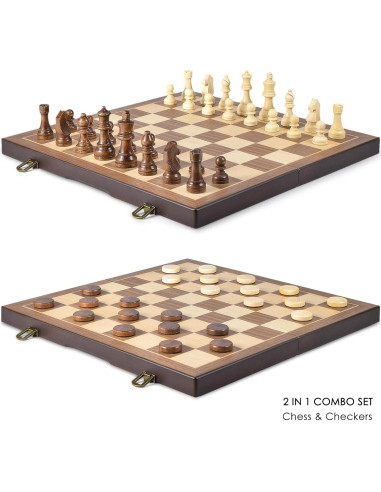 Juego de Ajedrez y Damas Magnético AMEROUS 38 cm 2 en 1