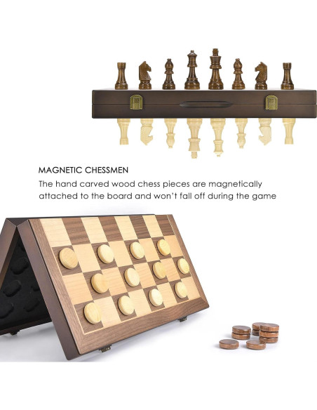 Juego de Ajedrez y Damas Magnético AMEROUS 38 cm 2 en 1