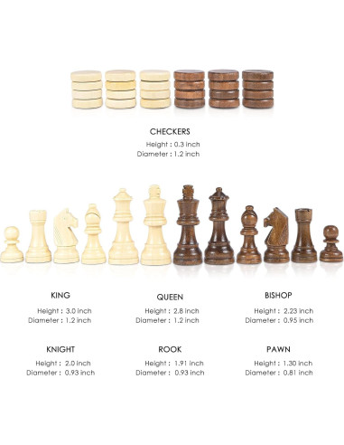 Juego de Ajedrez y Damas Magnético AMEROUS 38 cm 2 en 1