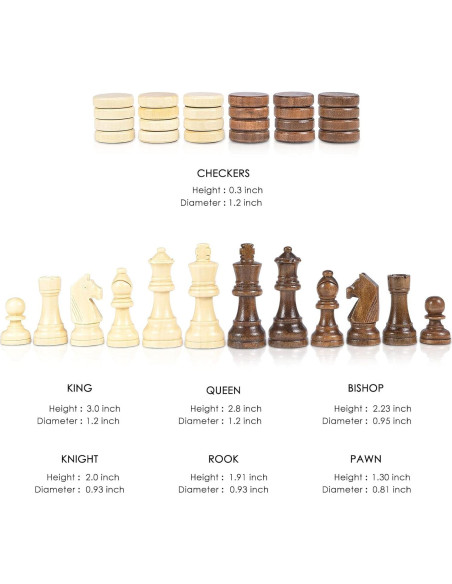 Juego de Ajedrez y Damas Magnético AMEROUS 38 cm 2 en 1