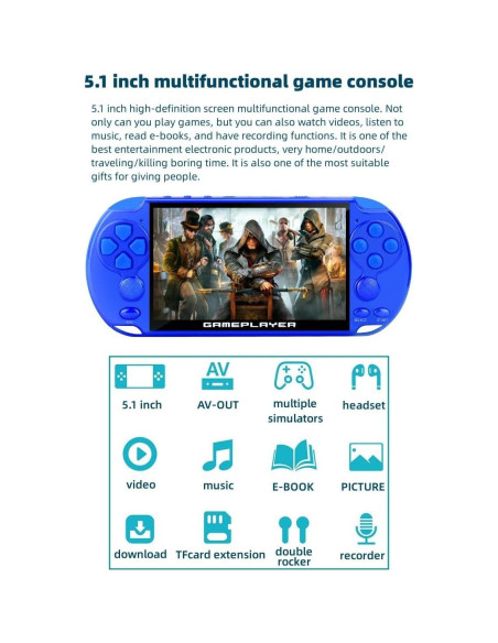 Consola de Videojuegos Portátil JXD 5.1" 7500 Juegos Retro