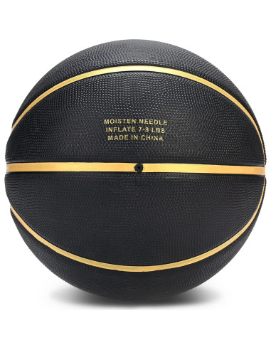 Balón de Baloncesto Tamaño 5 Dakapal Goma Negro y Dorado
