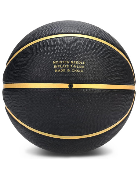 Balón de Baloncesto Tamaño 5 Dakapal Goma Negro y Dorado