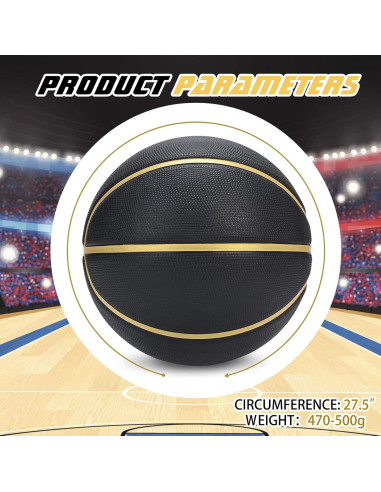 Balón de Baloncesto Tamaño 5 Dakapal Goma Negro y Dorado
