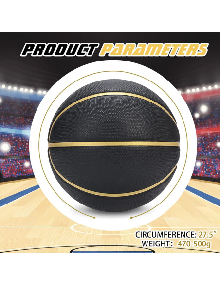 Balón de Baloncesto Tamaño 5 Dakapal Goma Negro y Dorado