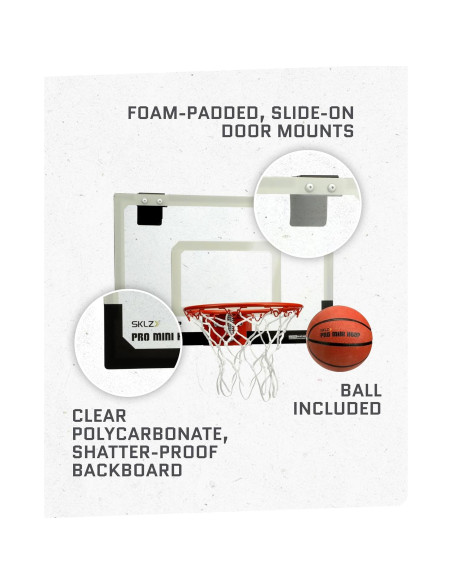 Aro de Baloncesto Mini SKLZ Pro - Montaje en Puerta - Incluye Balón
