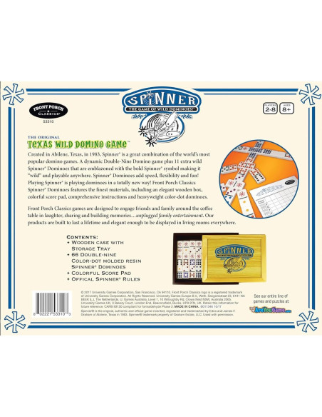 Juego de Dominó Spinner Front Porch Classics en Estuche Madera
