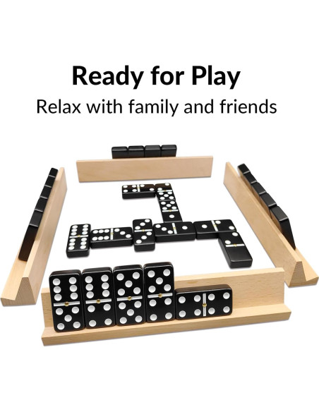 Juego de Dominó Doble 6 Uvcany con 4 Soportes de Madera