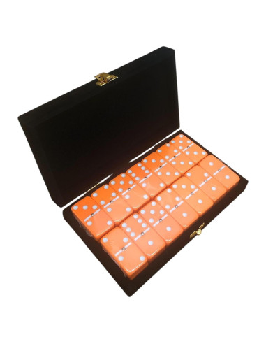 Dominó Doble 6 Marion & Co. Jumbo Naranja con Puntos Blancos