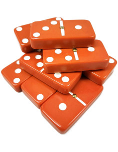Dominó Doble 6 Marion & Co. Jumbo Naranja con Puntos Blancos 2