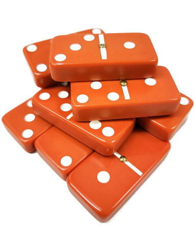 Dominó Doble 6 Marion & Co. Jumbo Naranja con Puntos Blancos