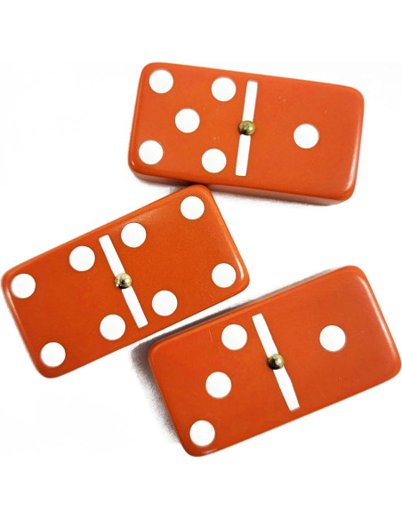 Dominó Doble 6 Marion & Co. Jumbo Naranja con Puntos Blancos