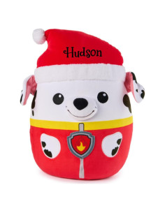 Peluche Squishy PAW Patrol Marshall 30 cm con Sombrero de Santa