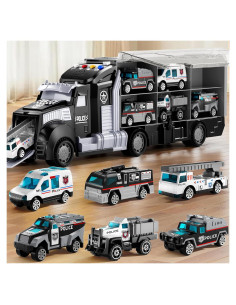 Juego de Camiones de Policía NIPLOOOW con Alfombrilla 81x69cm