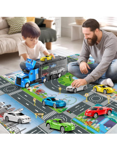 Juego de Camiones de Carreras NIPLOOOW con Alfombrilla 81x69cm 2