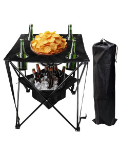 Mesa de Camping Plegable OVENTE POTC0014B con Enfriador y 4 Portavasos