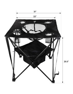 Mesa de Camping Plegable OVENTE POTC0014B con Enfriador y 4 Portavasos 2