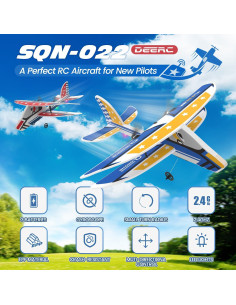 DEERC Avión RC AU4-SQN-022-YW con 3 Baterías y Giroscopio 2