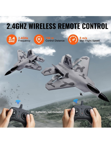 Avión RC VEVOR F-22 2 Canales con Estabilizador