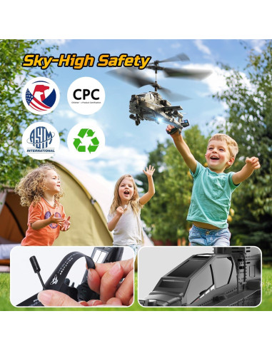 Helicóptero RC DEERC Apache Militar con Luces LED y 26 Min de Vuelo