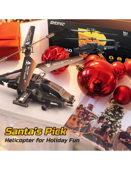 Helicóptero RC DEERC Apache Militar con Luces LED y 26 Min de Vuelo