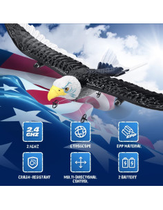 Avión RC DEERC Águila 2.4GHz con Giroscopio y 2 Baterías 2