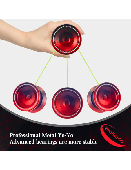 Yoyo Profesional WATIEOBO Metal para Niños y Adultos - Negro/Rojo