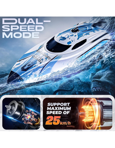 Barco RC BEZGAR TX126 30 cm 25 KPH para Lagos y Piscinas