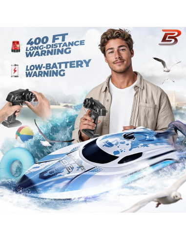 Barco RC BEZGAR TX126 30 cm 25 KPH para Lagos y Piscinas