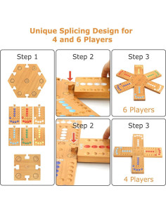 Juego de Mesa de Canicas Plusvivo Madera 4-6 Jugadores 2