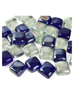 Canicas de Vidrio LUEYAO Cuadradas Azules y Transparentes 0.43kg