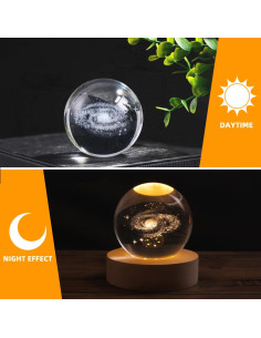 Esfera de Cristal 3D K9 con Luz LED y Base de Madera 2