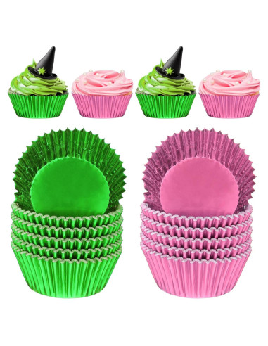 Forros de Cupcake Vesici 200 Pcs Rosa Verde 3x7 cm