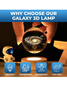 Lámpara Galáctica 3D CRISDAN Luz Nocturna Esférica USB 2