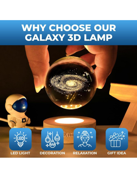 Lámpara Galáctica 3D CRISDAN Luz Nocturna Esférica USB